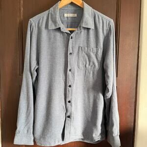 OUTERKNOWN | Blue Gray Button Down Organic Flannel Chest Pocket Shirt | Small